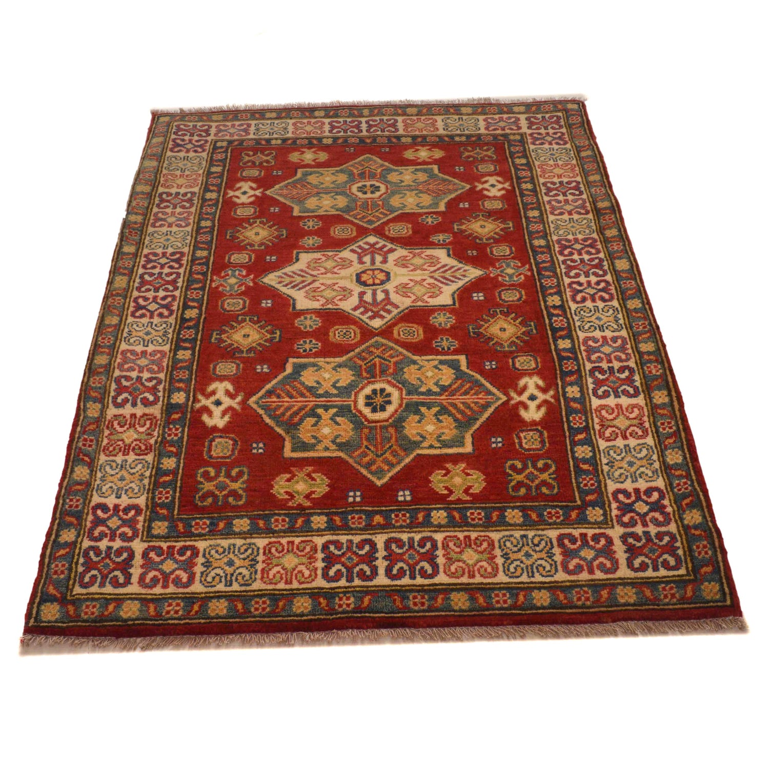 Hand knotted Kazak Carpet 3' 3" x 4' 8" ft / 100 x 142 cm - No. B34668