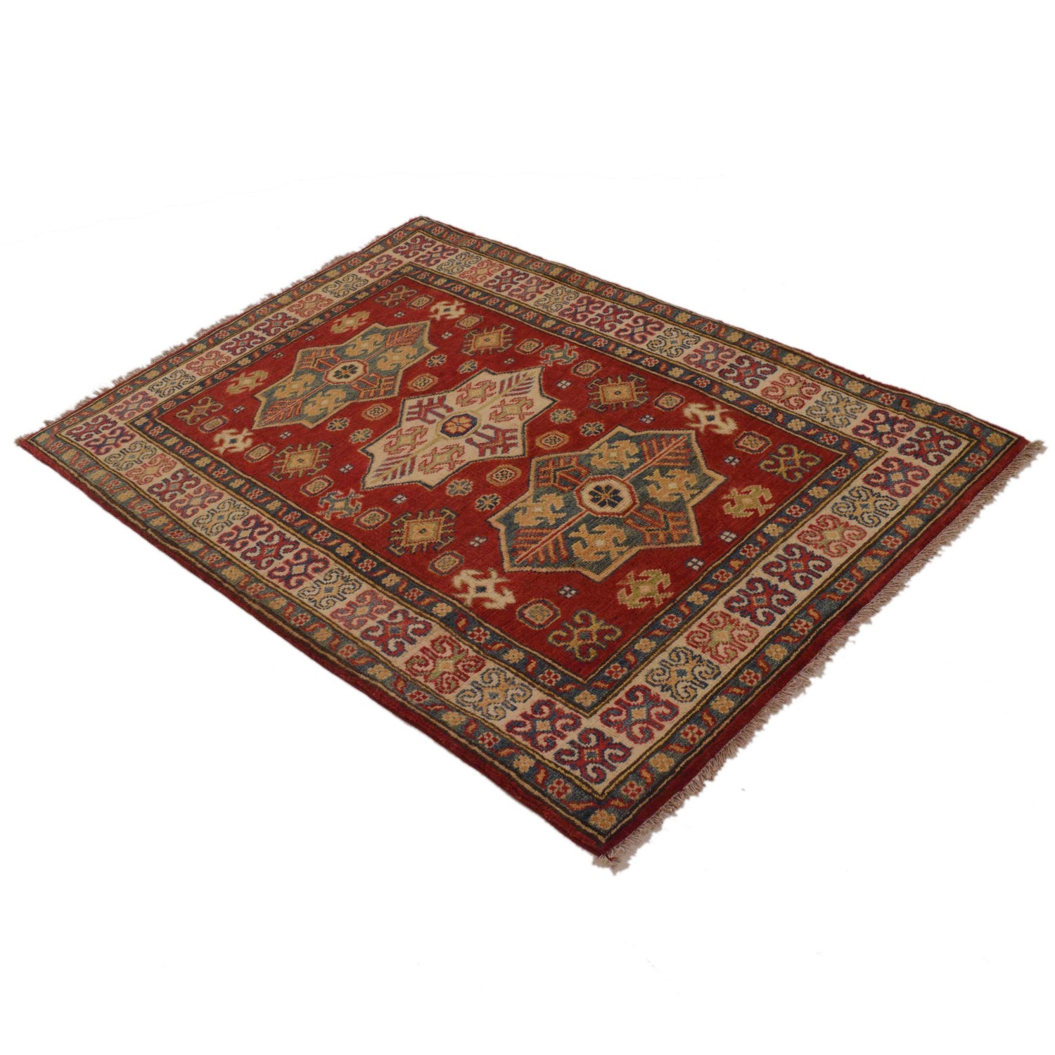 Hand knotted Kazak Carpet 3' 3" x 4' 8" ft / 100 x 142 cm - No. B34668