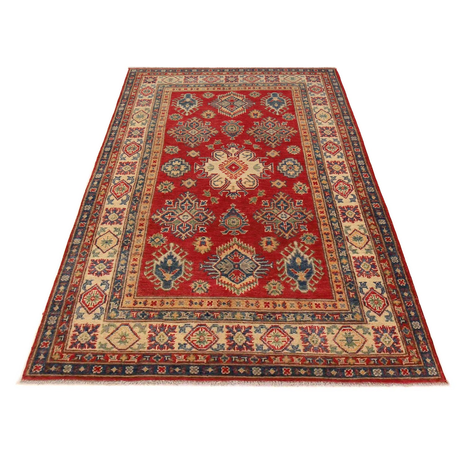 Red Color Kazak Rug 3' 10" x 6' 3" ft / 118 x 190 cm - No. B34672