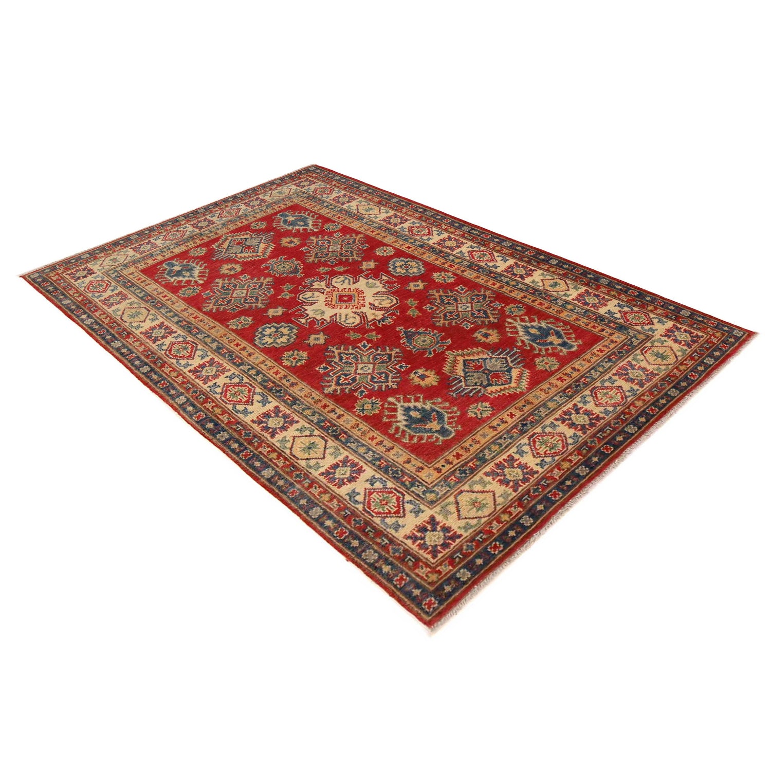 Red Color Kazak Rug 3' 10" x 6' 3" ft / 118 x 190 cm - No. B34672