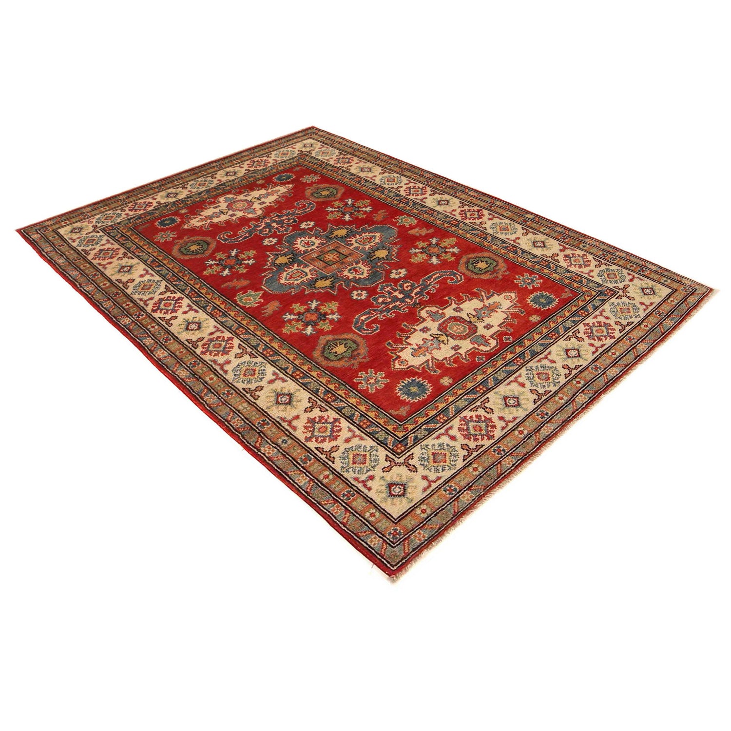 Hand Knotted Kazak Oriental Rug 3' 11" x 5' 10" ft / 120 x 179 cm - No. B34673