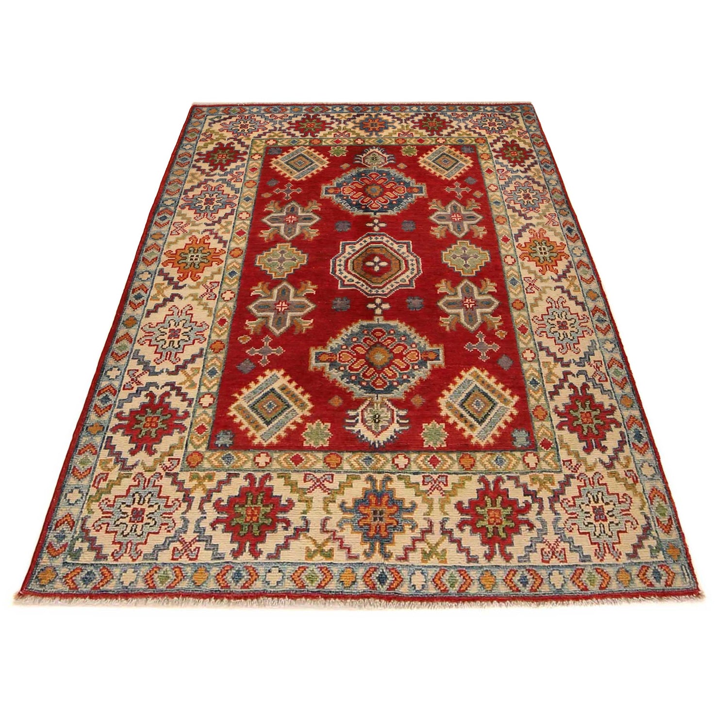 Handmade Kazak Area Rug 3' 5" x 5' 0" ft / 104 x 153 cm - No. B34675