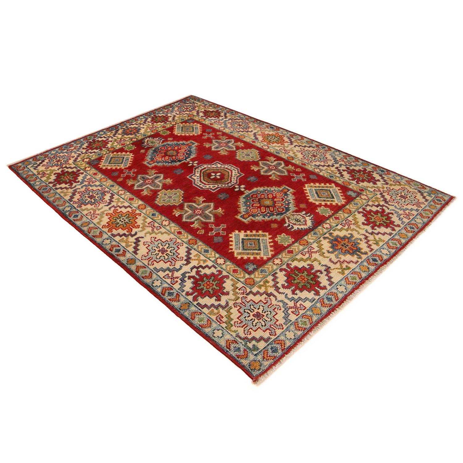 Handmade Kazak Area Rug 3' 5" x 5' 0" ft / 104 x 153 cm - No. B34675