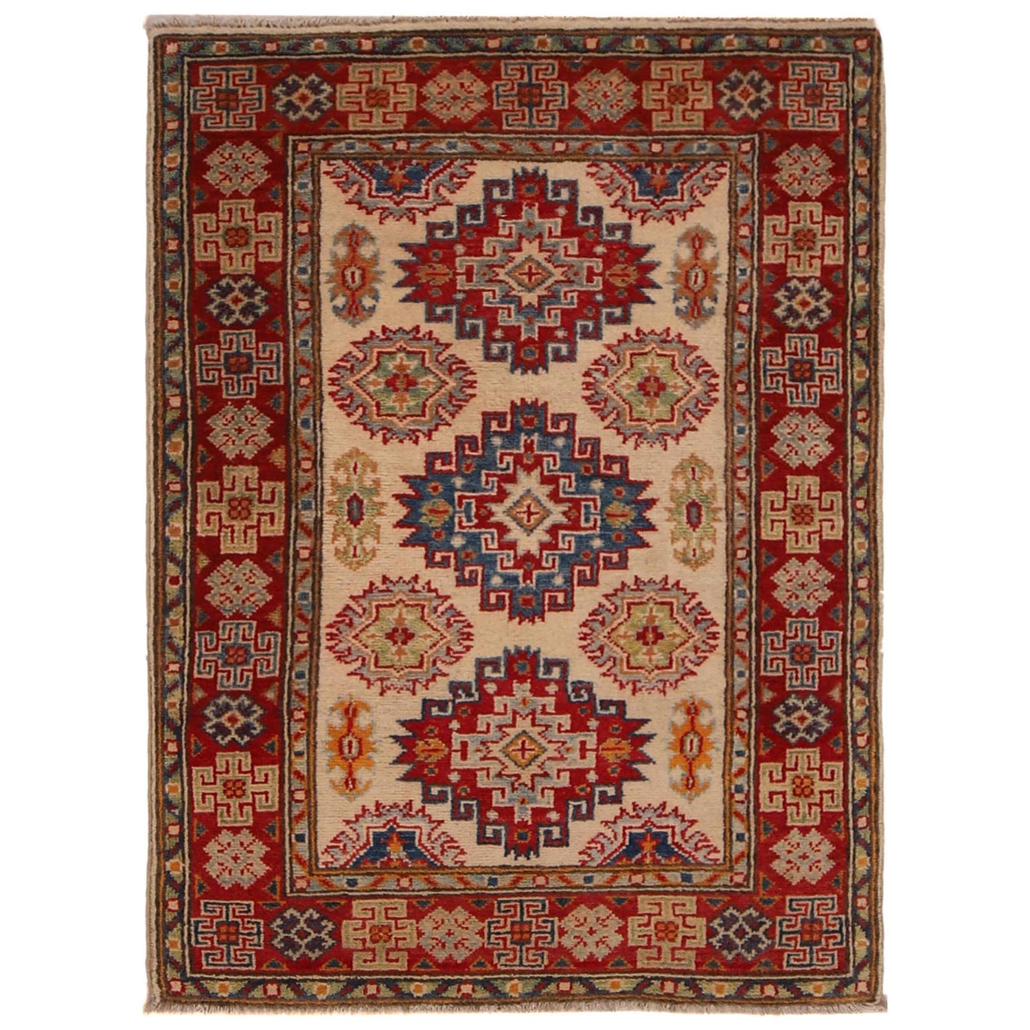 Hand Knotted Kazak Oriental Rug 2' 8" x 3' 10" ft / 82 x 116 cm - No. B34680