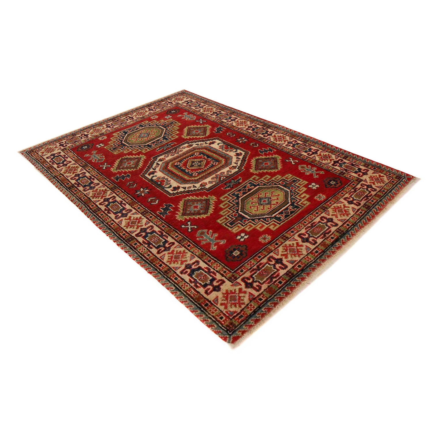 Red Color Kazak Rug 3' 3" x 4' 8" ft / 100 x 143 cm - No. B34685