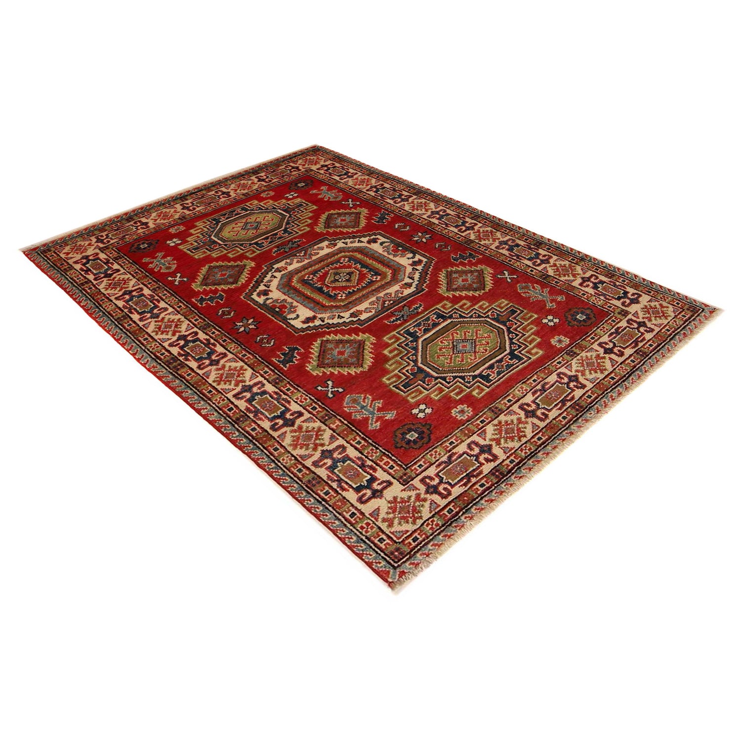 Red Color Kazak Rug 3' 3" x 4' 8" ft / 100 x 143 cm - No. B34685