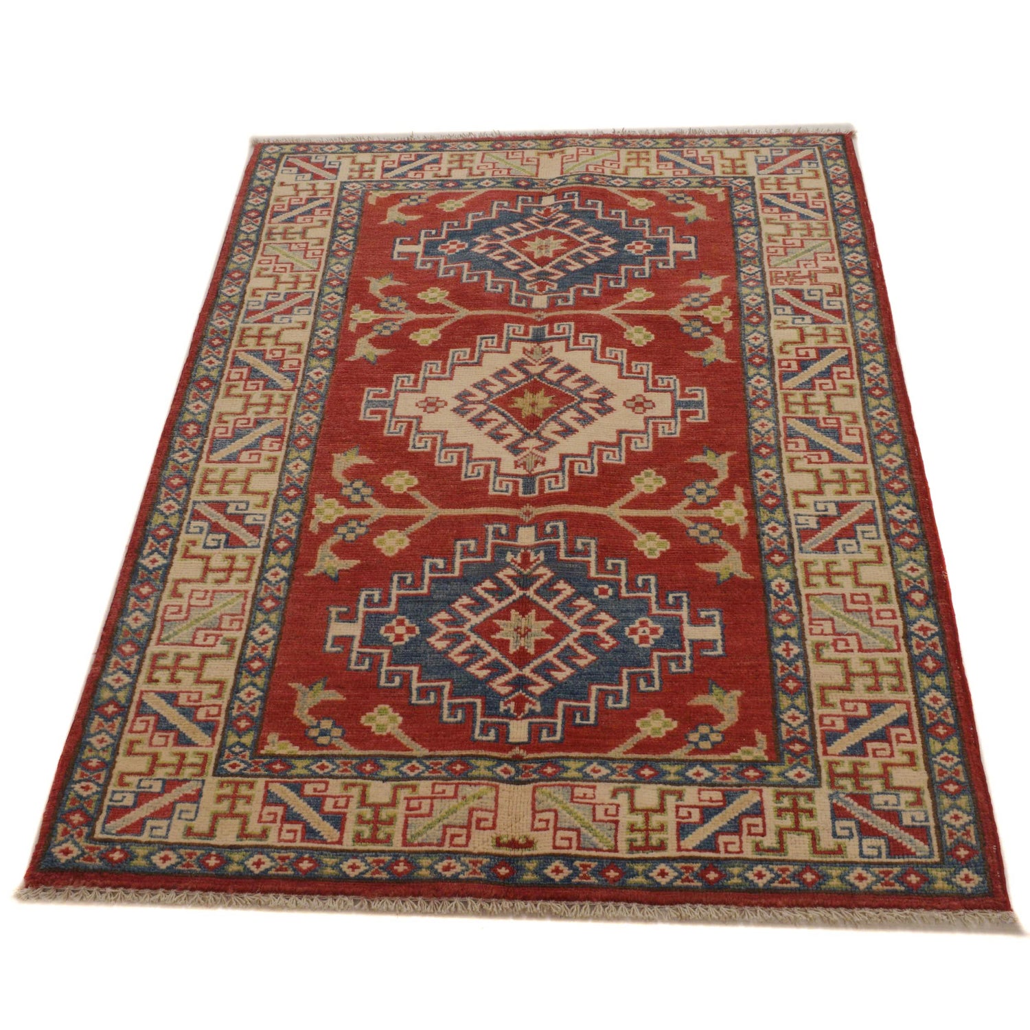 Hand Knotted Kazak Oriental Rug 3' 2" x 4' 9" ft / 97 x 145 cm - No. B34686