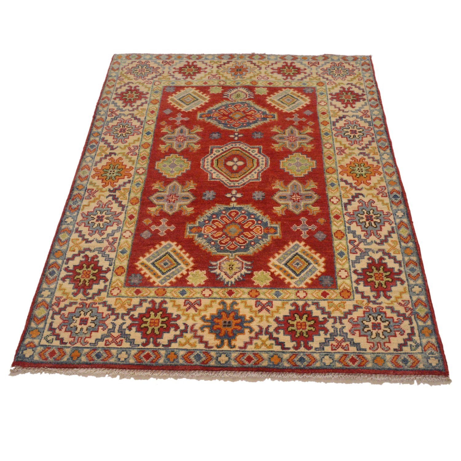 Hand knotted Kazak Carpet 3' 5" x 5' 0" ft / 104 x 152 cm - No. B34689