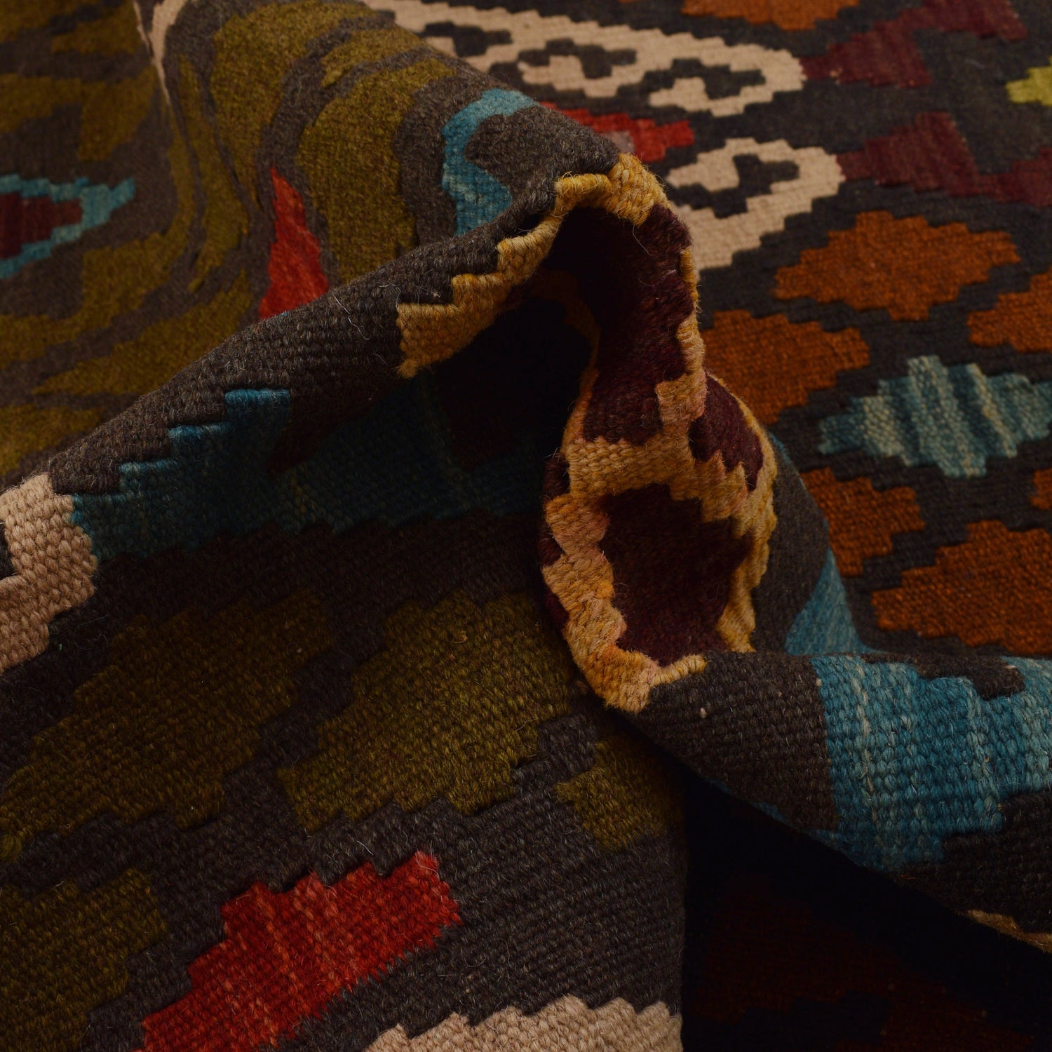 Hand Made Afghan Kilim 5' 11" x 7' 9" ft / 180 x 237 cm - No. B34692