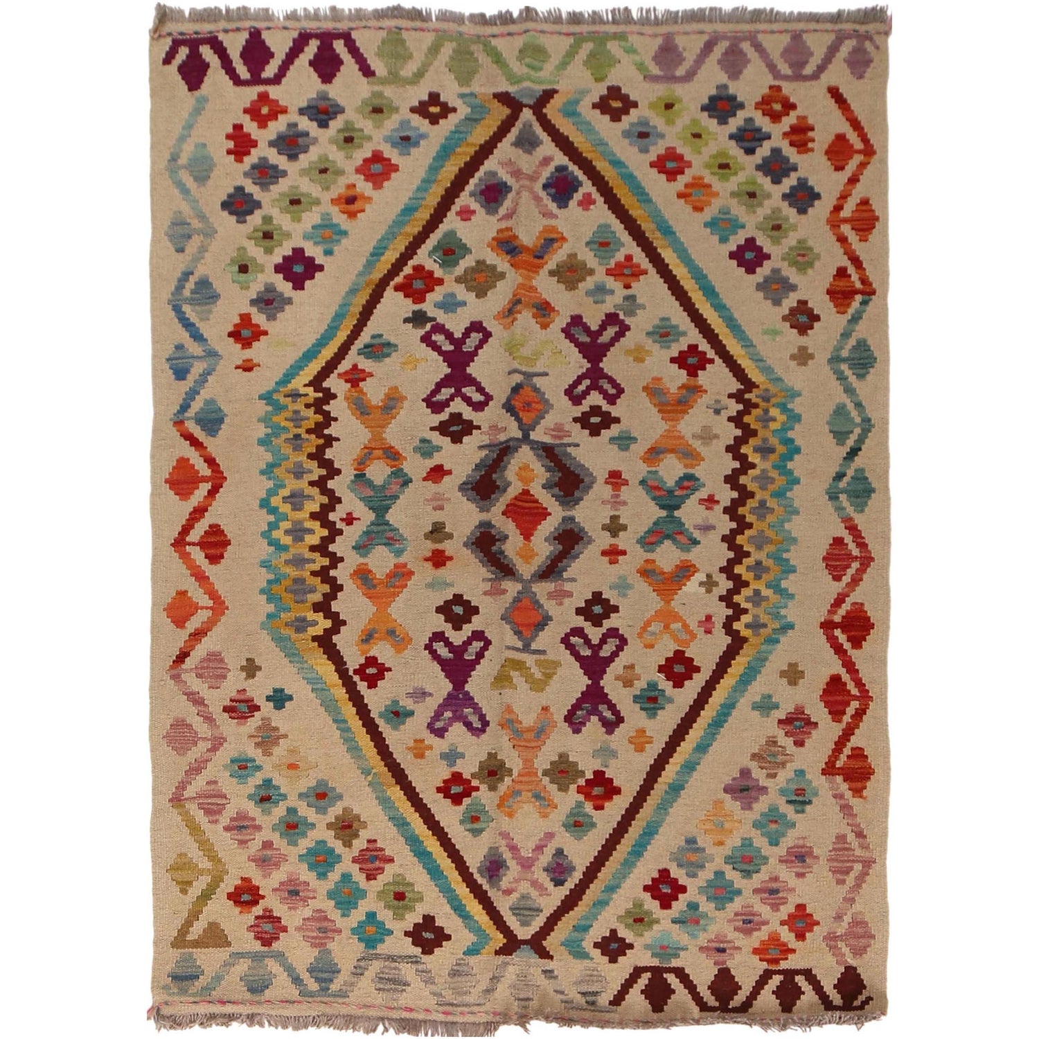 Handmade Vegetable Kilim 3' 6" x 5' 0" ft / 106 x 153 cm - No. B34697