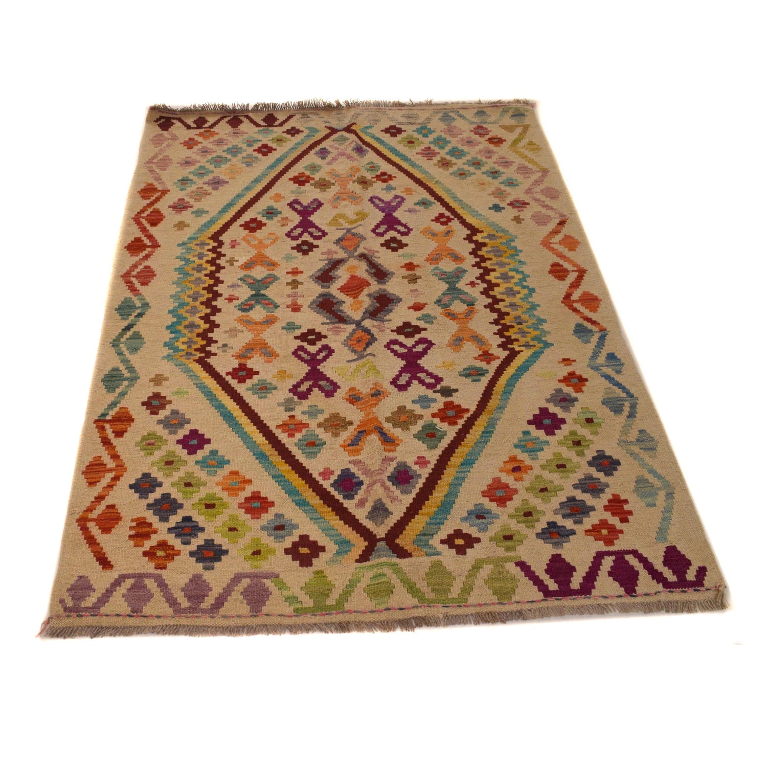 Handmade Vegetable Kilim 3' 6" x 5' 0" ft / 106 x 153 cm - No. B34697