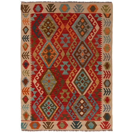 Handmade Vegetable Kilim 4' 2" x 5' 10" ft / 126 x 179 cm - No. B34699