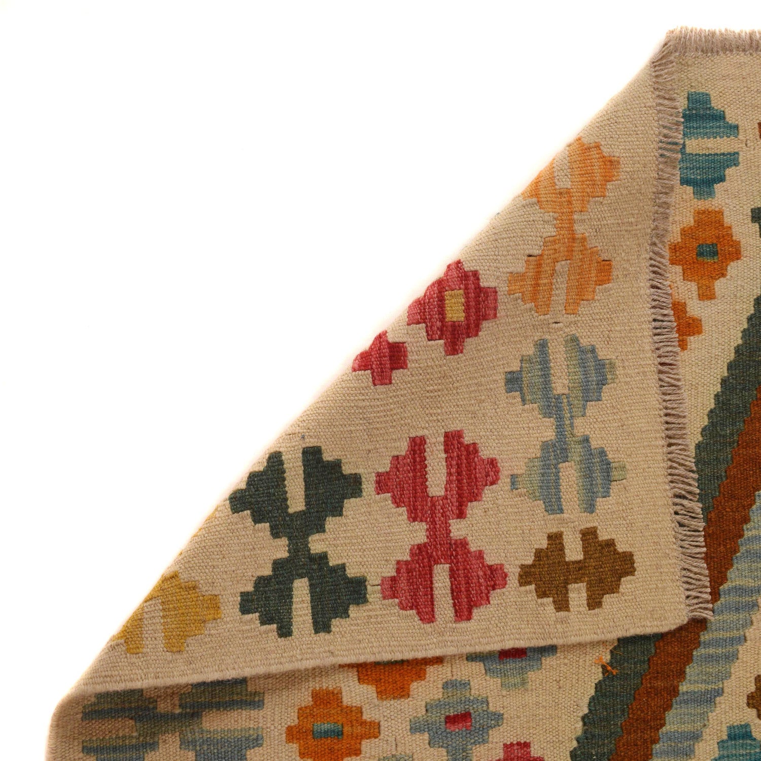 Handmade Turkish Design Wool Kilim 4' 2" x 6' 0" ft / 128 x 182 cm - No. B34701