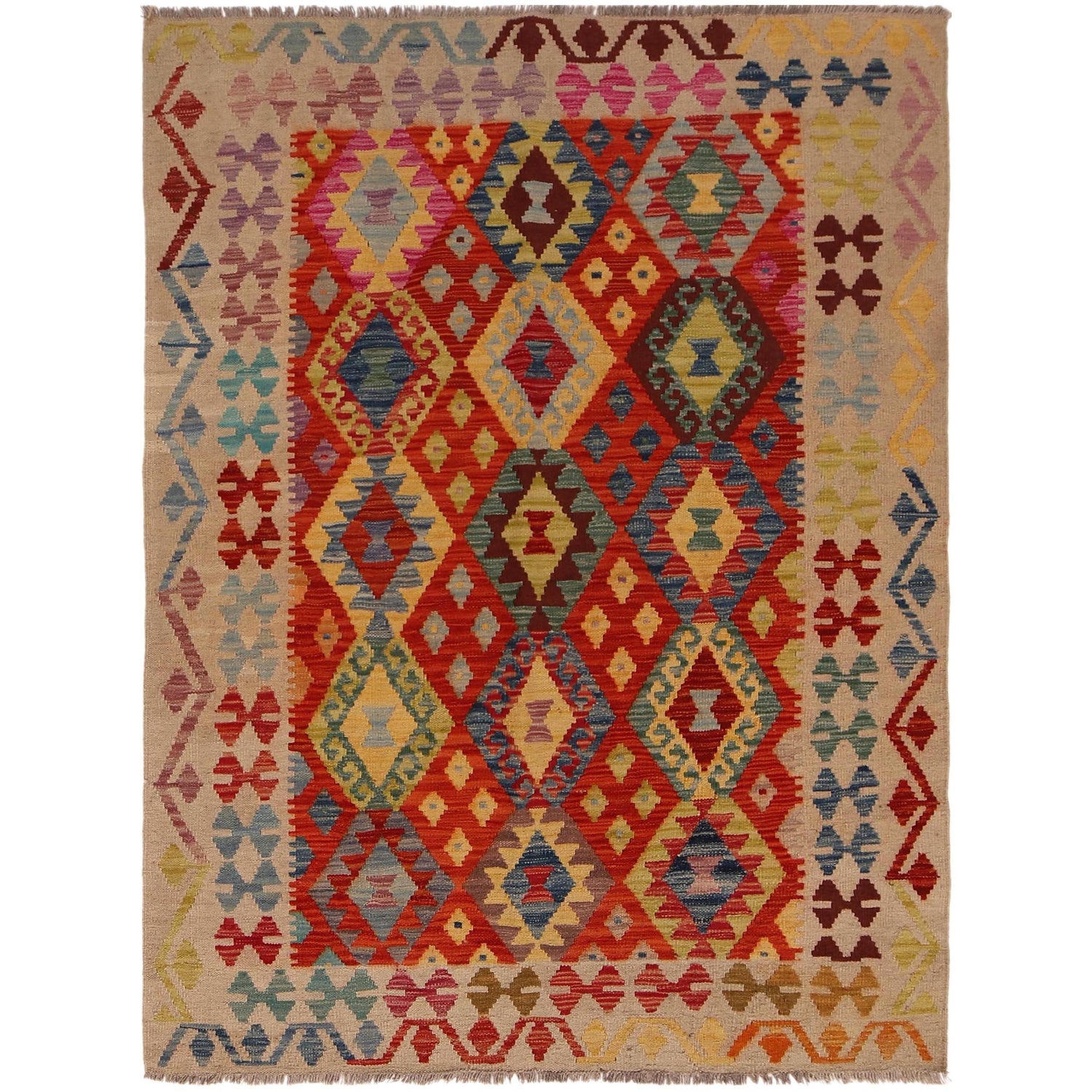 Small Size Chobi Kilim 4' 2" x 5' 7" ft / 128 x 170 cm - No. B34702