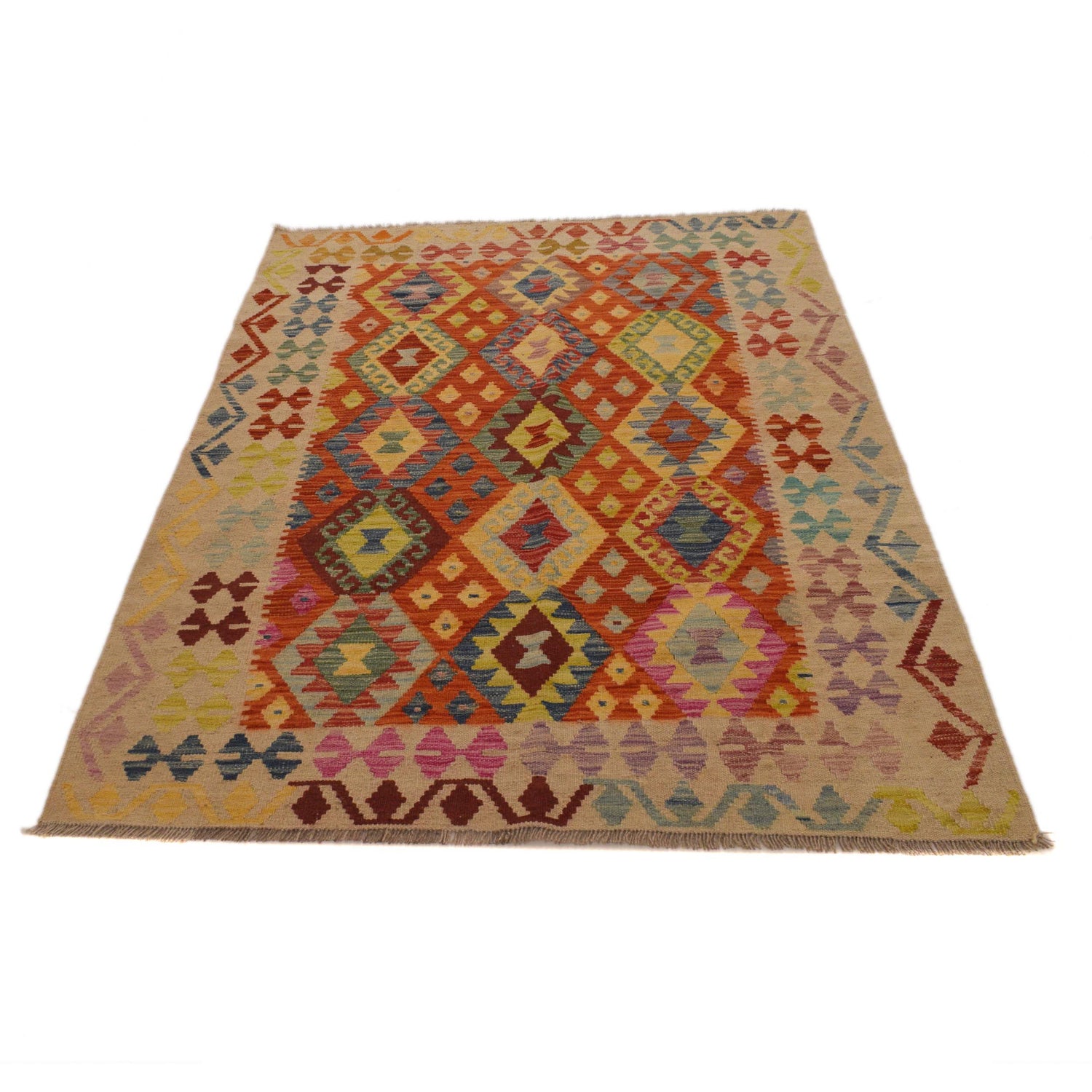 Small Size Chobi Kilim 4' 2" x 5' 7" ft / 128 x 170 cm - No. B34702