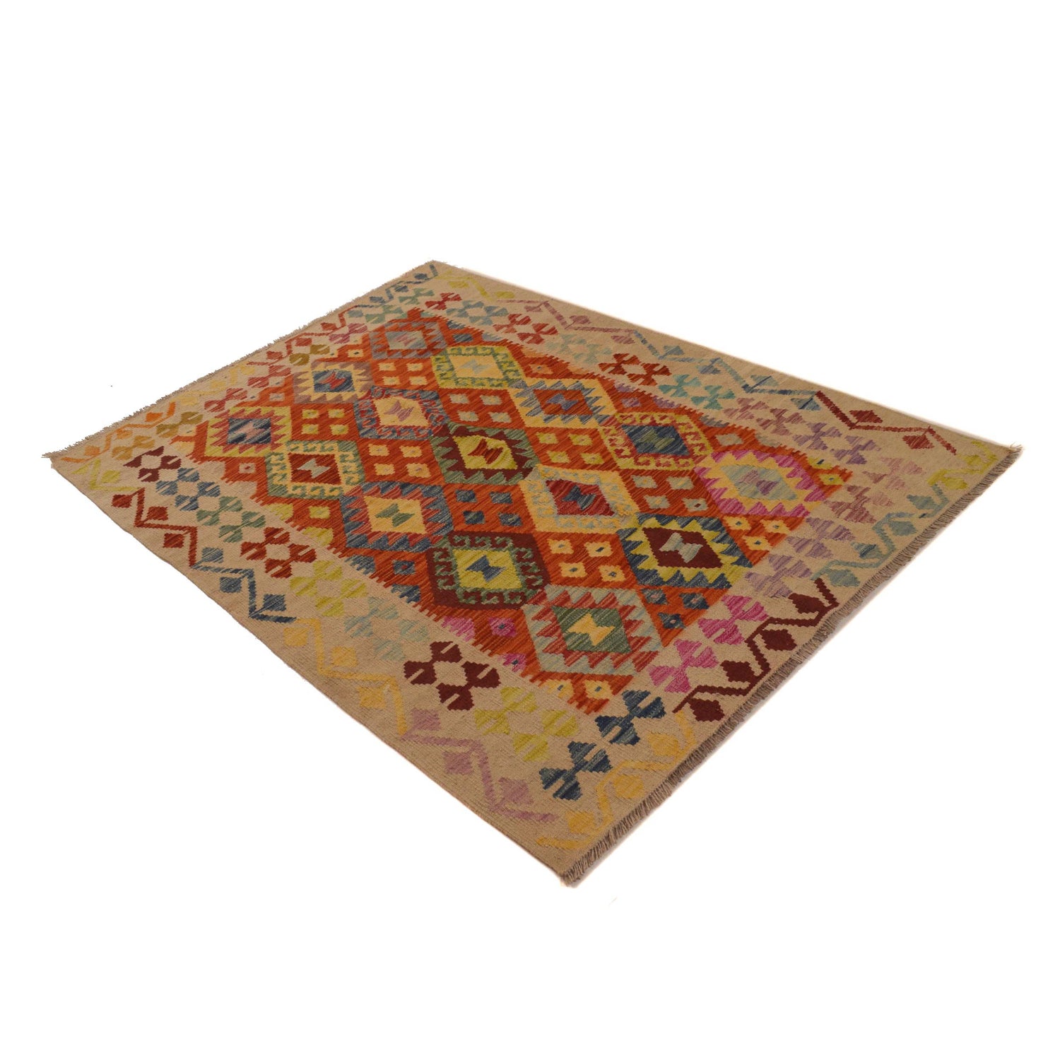 Small Size Chobi Kilim 4' 2" x 5' 7" ft / 128 x 170 cm - No. B34702