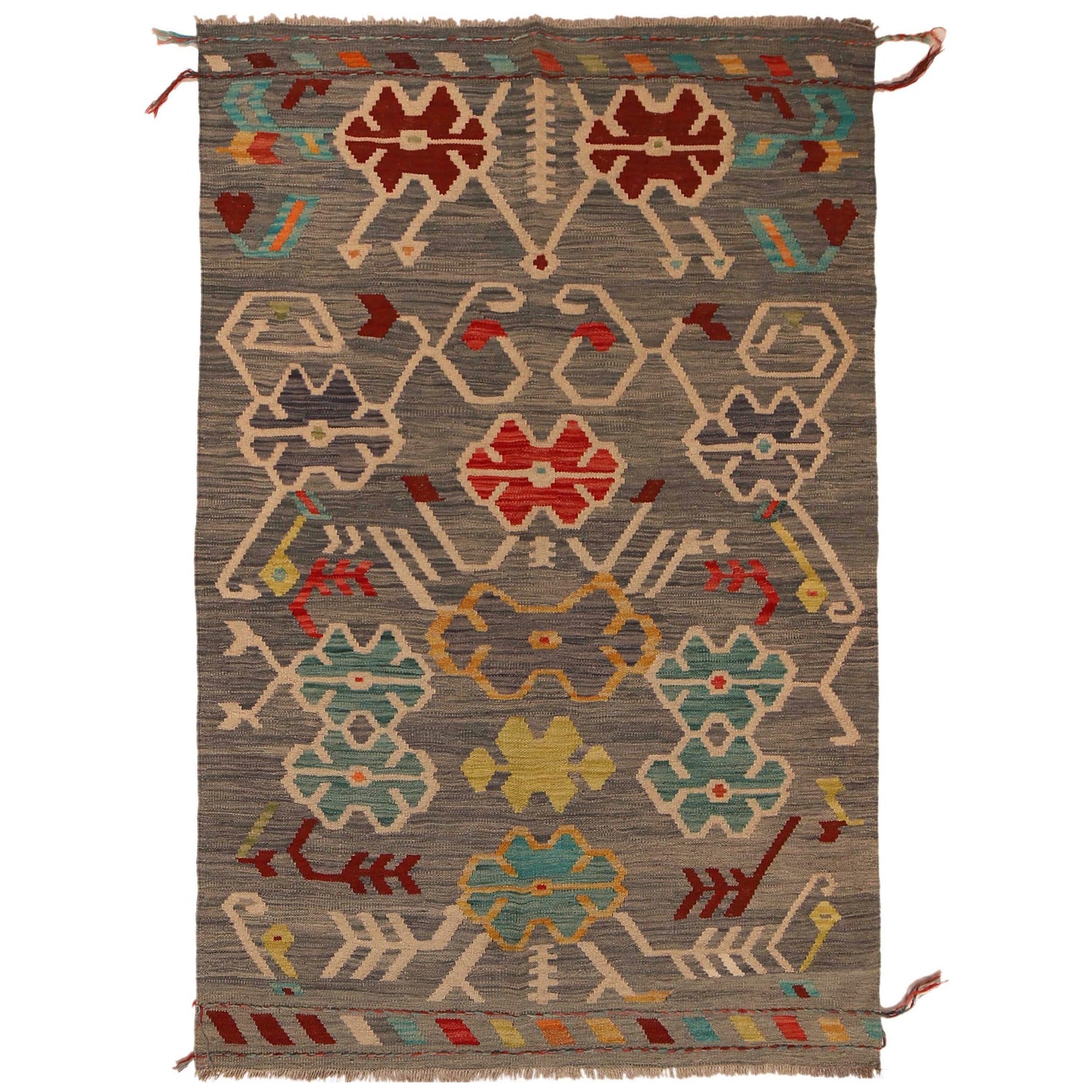 Hand Knotted Flatweave Kilim 4' 3" x 5' 9" ft / 129 x 174 cm - No. B34705