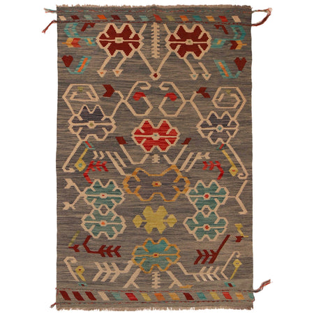 Hand Knotted Flatweave Kilim 4' 3" x 5' 9" ft / 129 x 174 cm - No. B34705