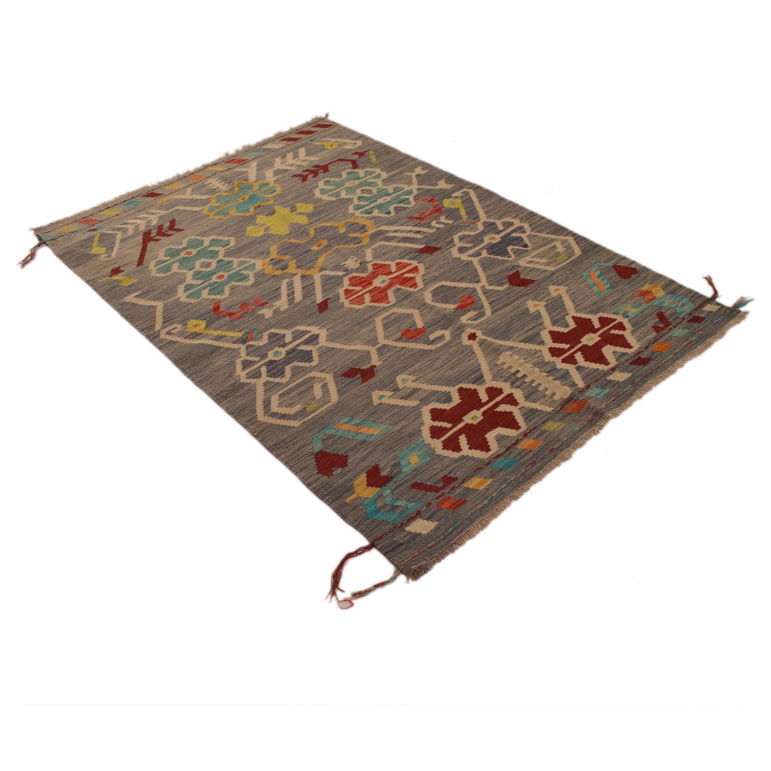 Hand Knotted Flatweave Kilim 4' 3" x 5' 9" ft / 129 x 174 cm - No. B34705