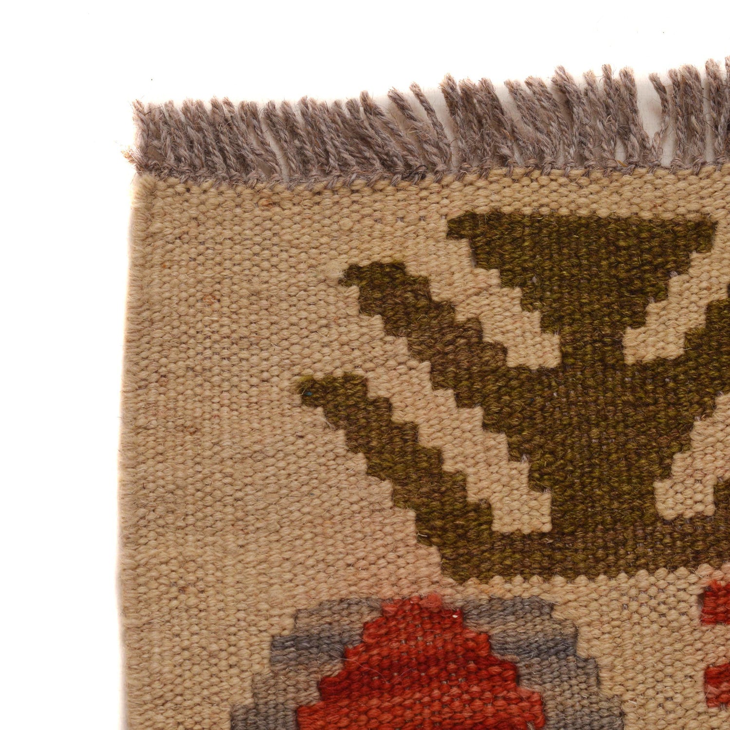 Handmade Afghan Vegetable Kilim 4' 2" x 6' 1" ft / 126 x 185 cm - No. B34709