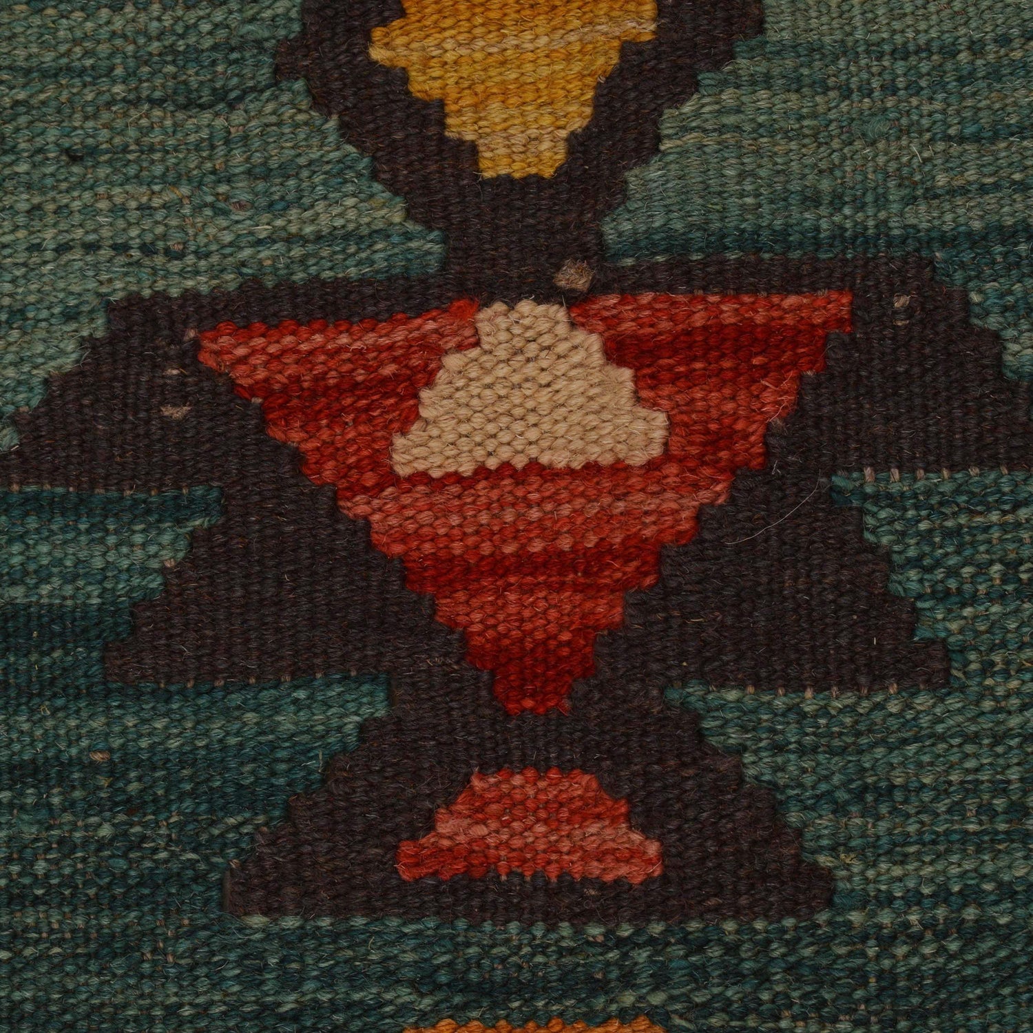 Hand Made Afghan Kilim 4' 2" x 5' 8" ft / 126 x 172 cm - No. B34710