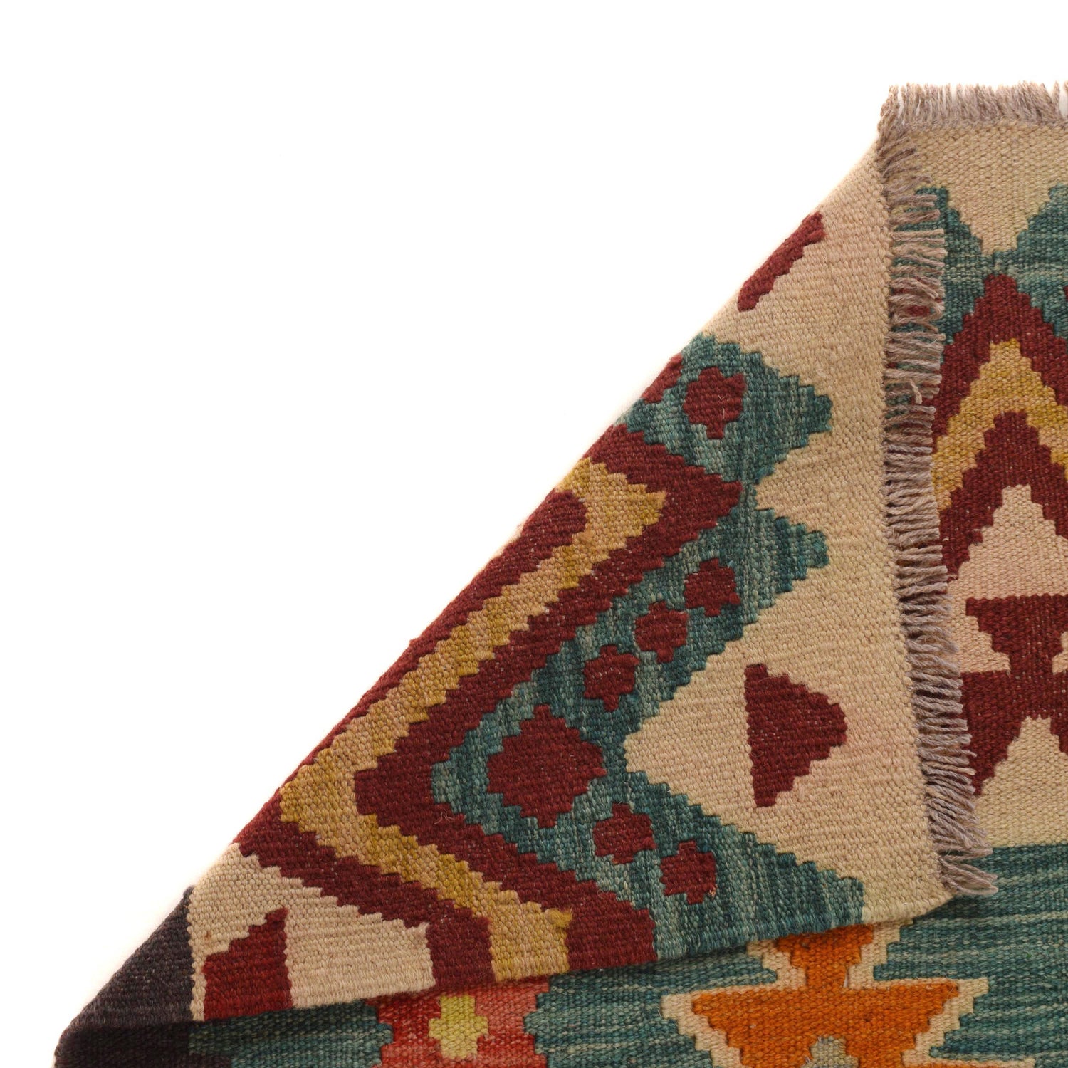 Hand Made Afghan Kilim 4' 2" x 5' 8" ft / 126 x 172 cm - No. B34710