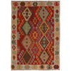 Colorful Flat-Weave Wool Kilim 4' 1" x 5' 11" ft / 125 x 180 cm - No. B34712
