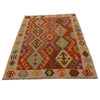 Colorful Flat-Weave Wool Kilim 4' 1" x 5' 11" ft / 125 x 180 cm - No. B34712