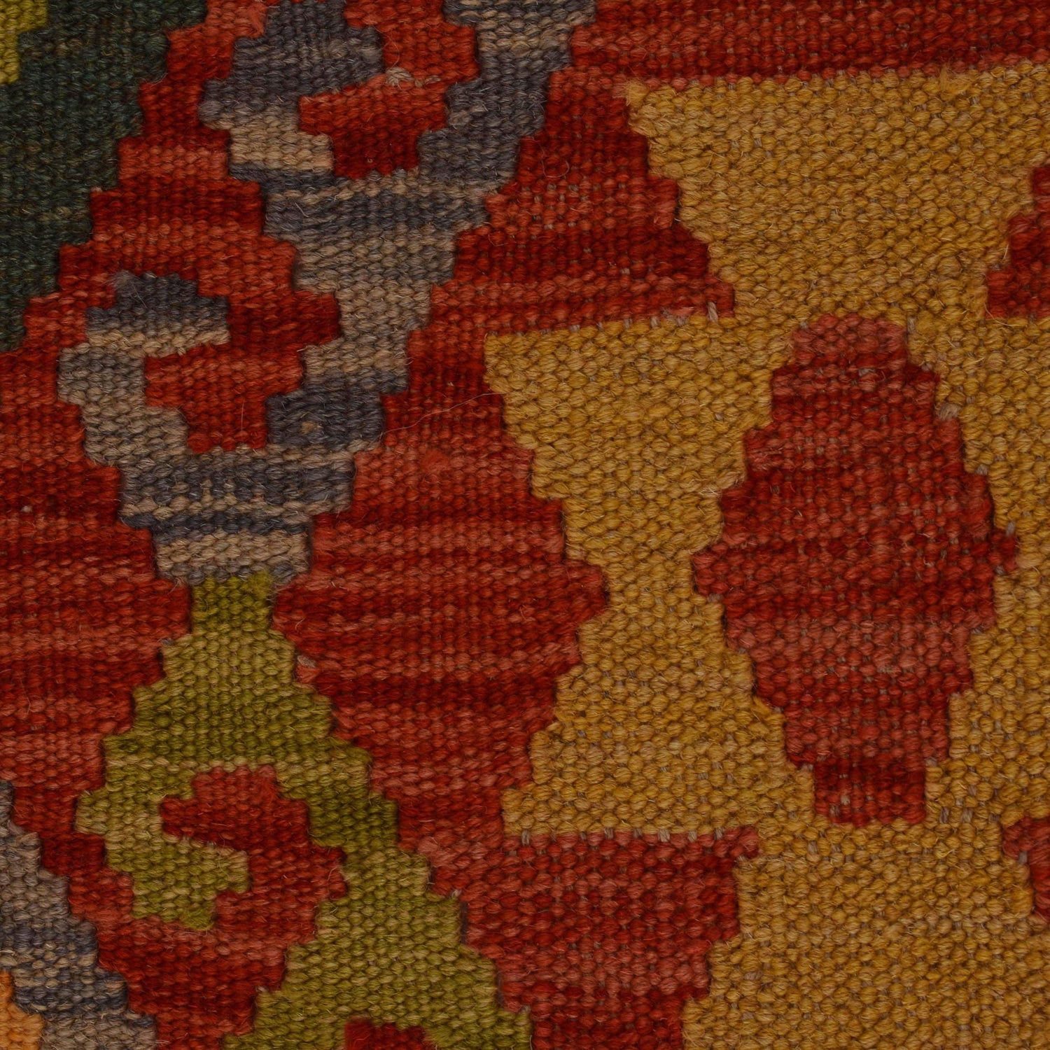 Colorful Flat-Weave Wool Kilim 4' 1" x 5' 11" ft / 125 x 180 cm - No. B34712