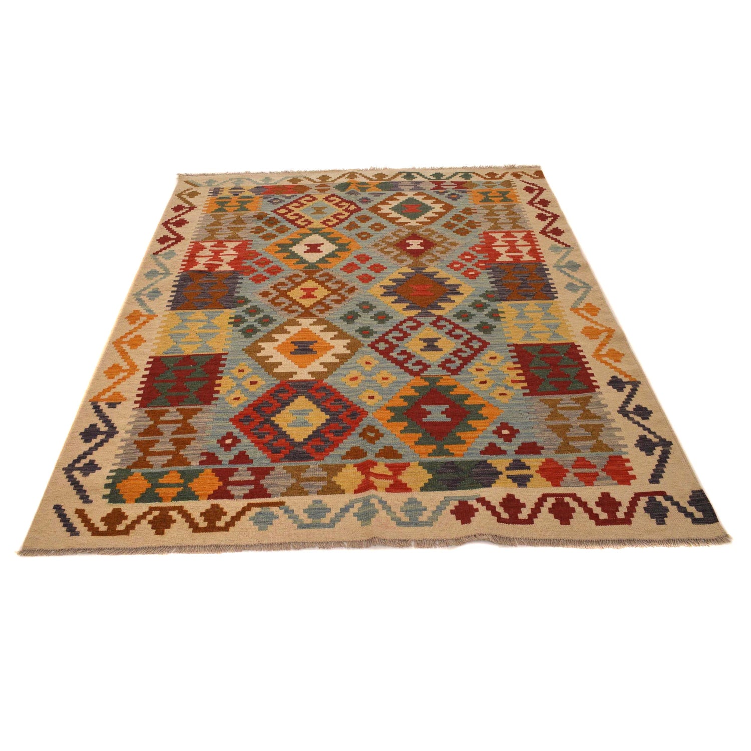 Handmade Vegetable Kilim 5' 1" x 6' 5" ft / 155 x 195 cm - No. B34715