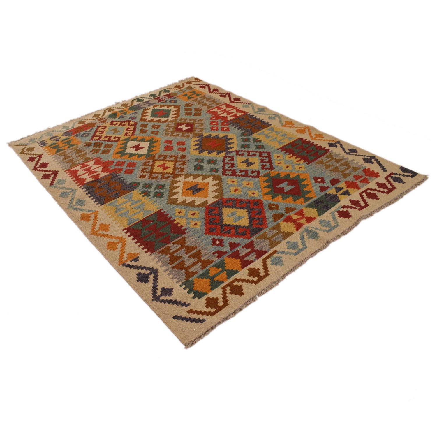 Handmade Vegetable Kilim 5' 1" x 6' 5" ft / 155 x 195 cm - No. B34715
