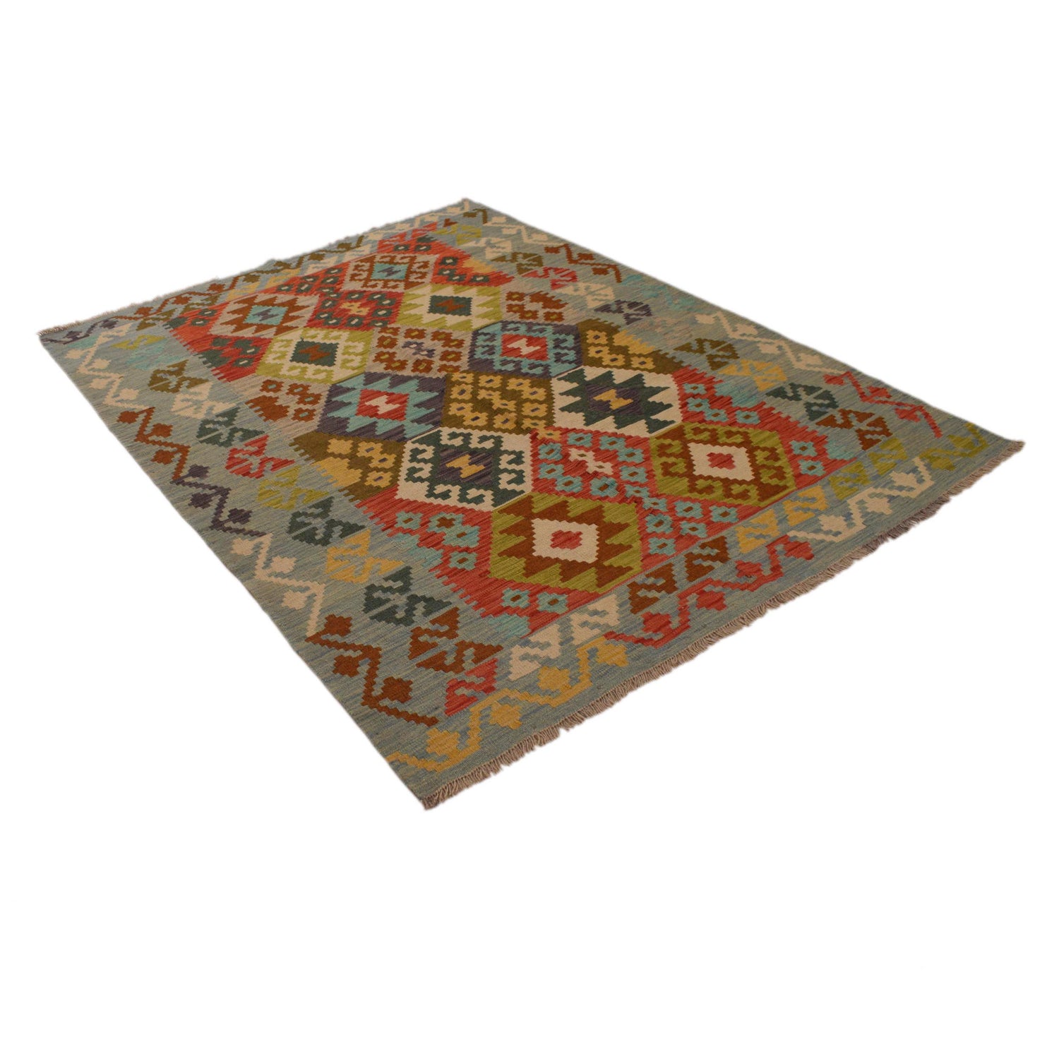 Hand Woven Wool Kelim 5' 1" x 6' 8" ft / 156 x 202 cm - No. B34717