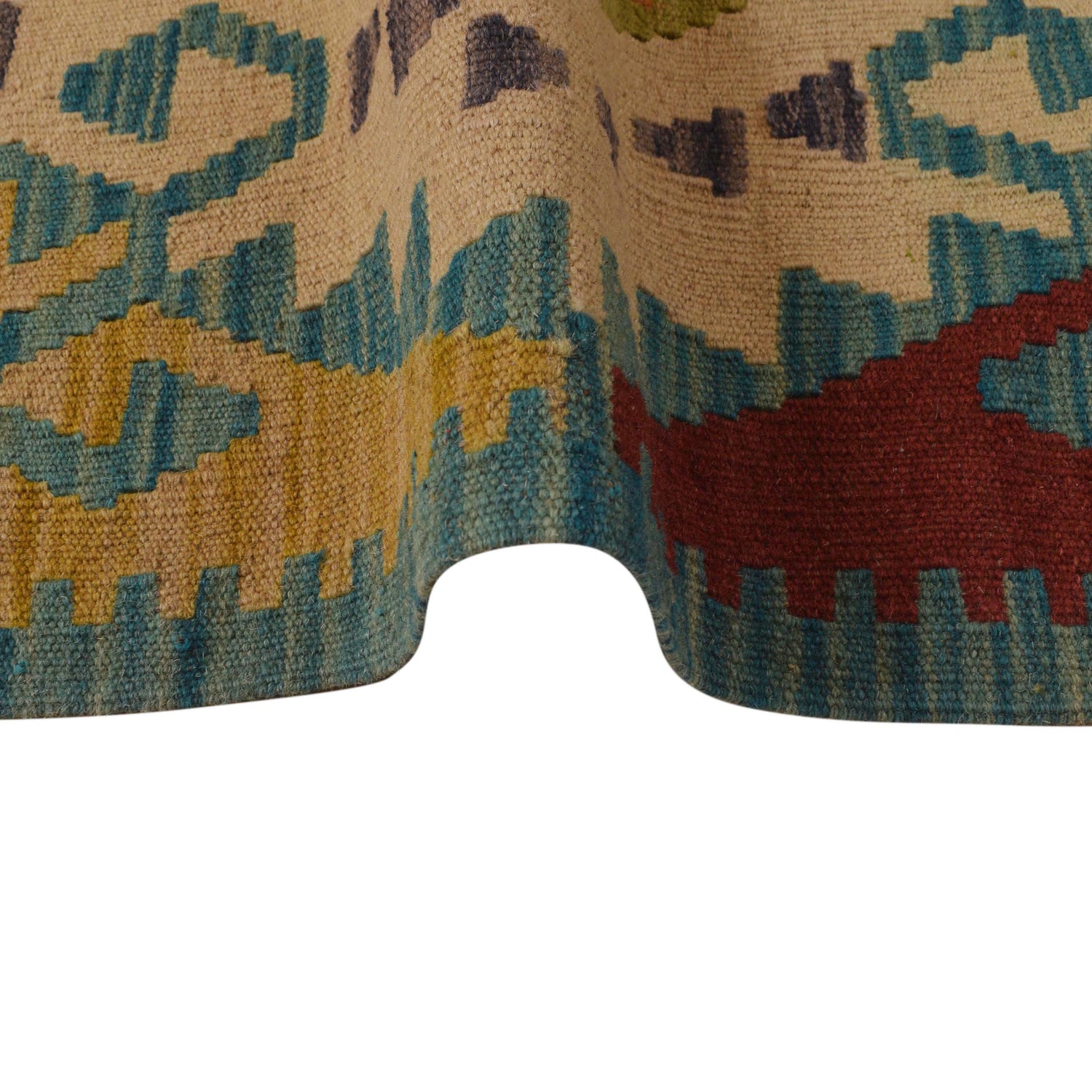 Handmade Turkish Design Wool Kilim 5' 1" x 6' 5" ft / 156 x 196 cm - No. B34718