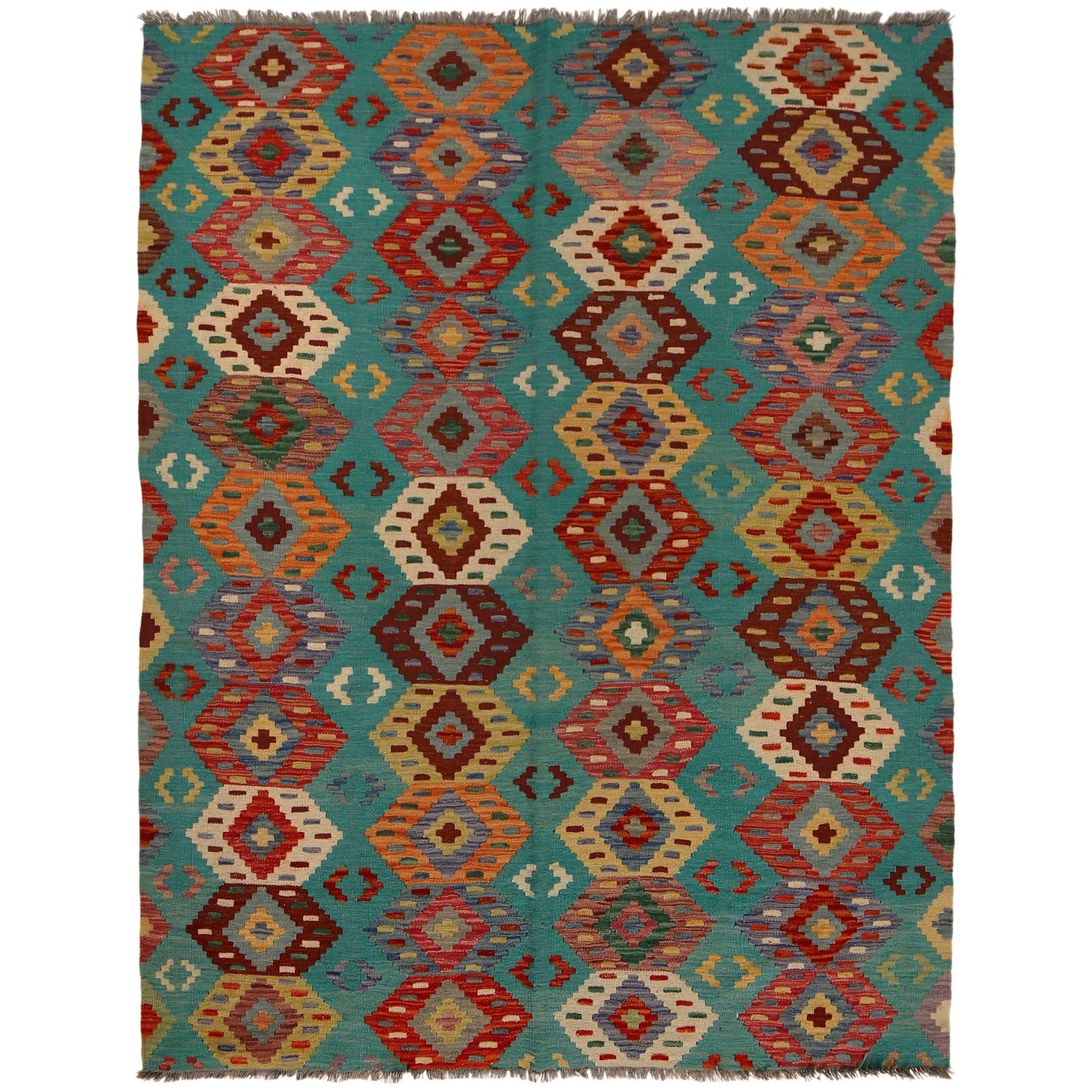 Hand Knotted Flatweave Kilim 4' 11" x 6' 7" ft / 150 x 200 cm - No. B34721