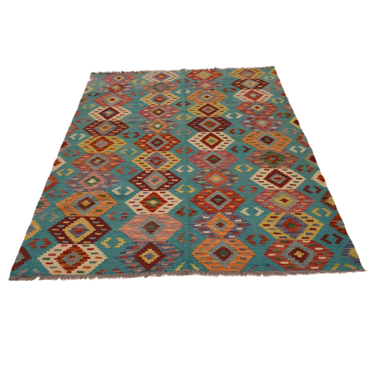 Hand Knotted Flatweave Kilim 4' 11" x 6' 7" ft / 150 x 200 cm - No. B34721