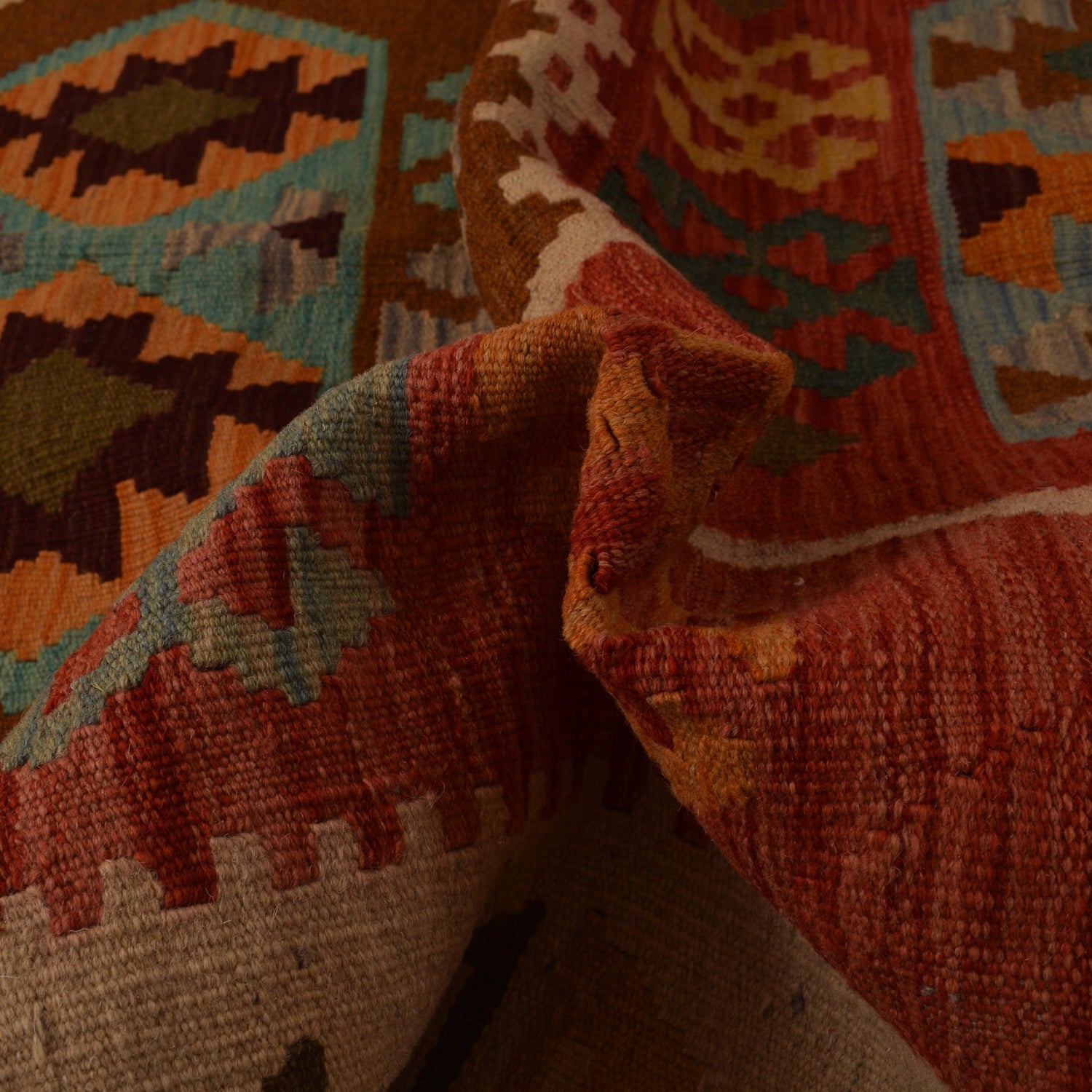 Handmade Afghan Vegetable Kilim 4' 11" x 6' 5" ft / 150 x 195 cm - No. B34722