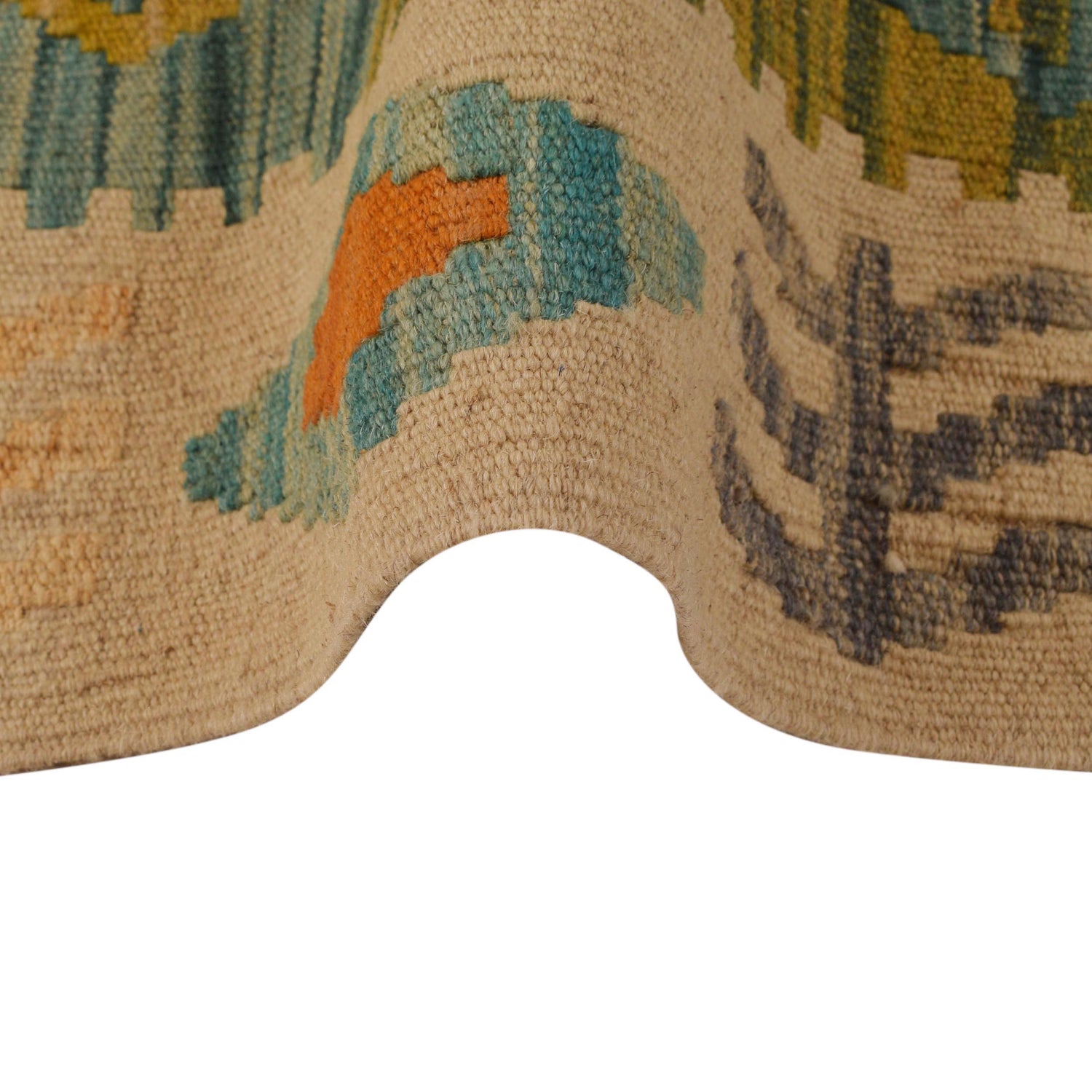 Hand Knotted Afghan Style Kilim Runner 2' 4" x 7' 10" ft / 71 x240 cm - No. B34724