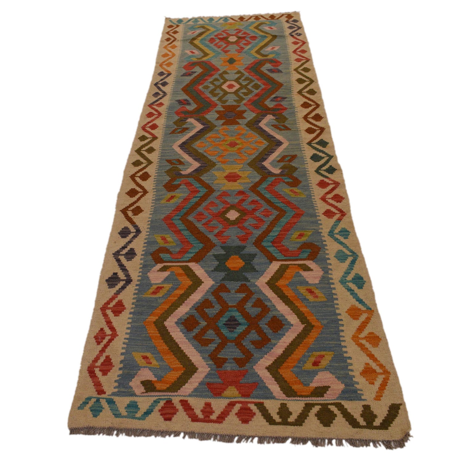 Hand Made Afghan Kilim Runner 2' 9" x 9' 7" ft / 83 x 293 cm - No. B34725