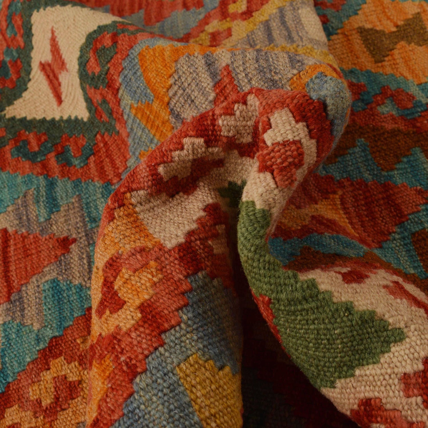 Colorful Flat-Weave Wool Kilim Runner 2' 1"x 6' 6" ft / 88 x 197 cm - No. B34731