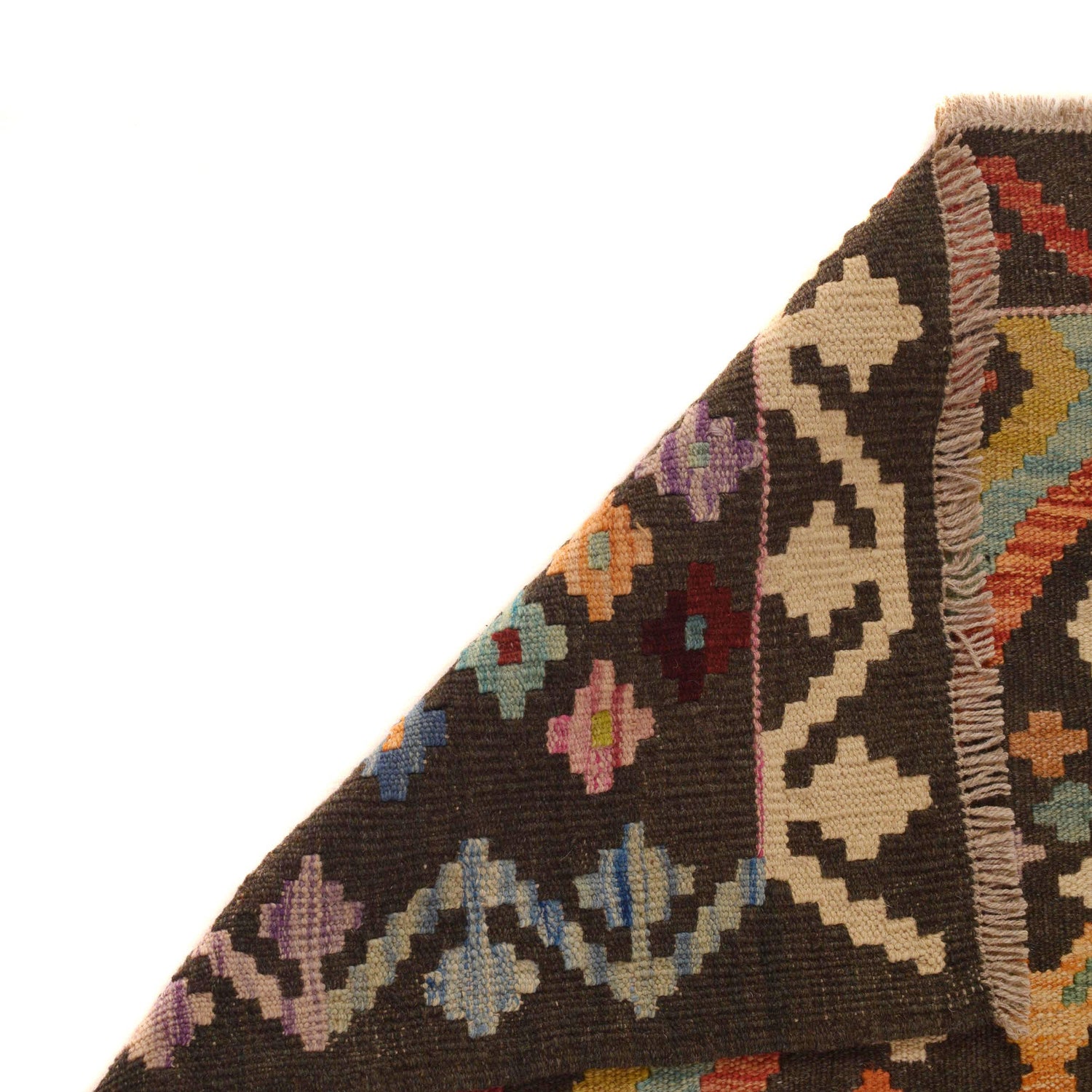 Hand Knotted Afghan Style Kilim 3' 7" x 4' 11" ft / 110 x 151 cm - No. B34742