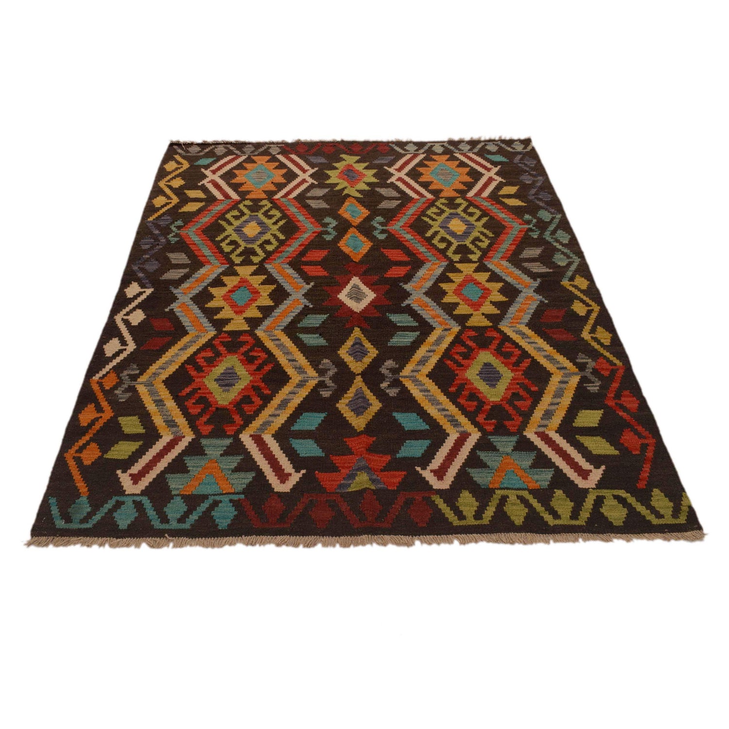 Handmade Vegetable Kilim 4' 6" x 5' 10" ft / 136 x 178 cm - No. B34746