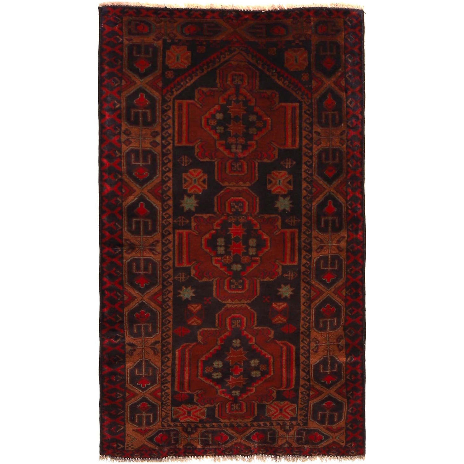 Traditional Baloch Rug 2' 6" x 4' 3" ft / 76 x 129 cm - No. B34876