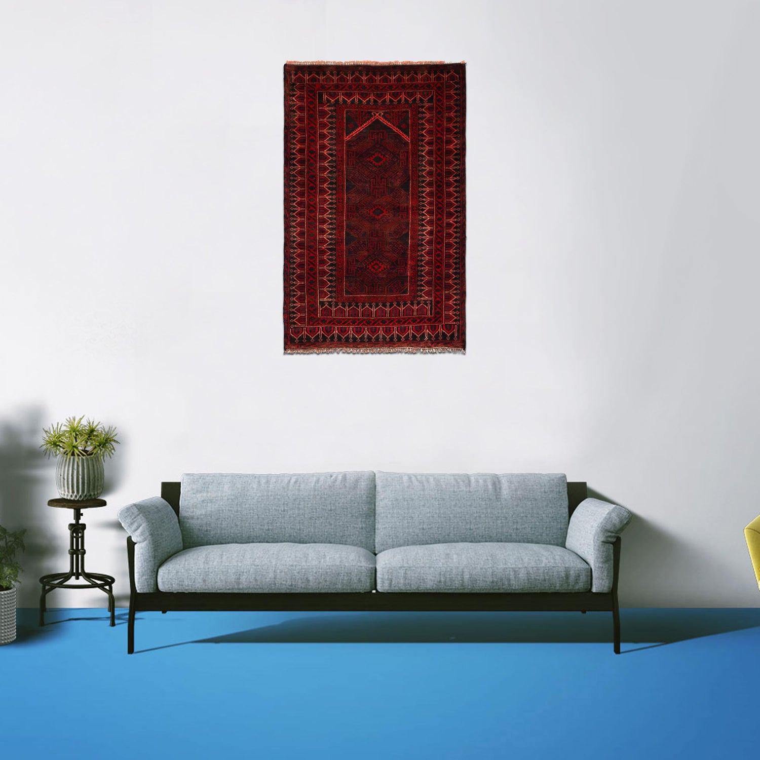 Muslim Prayer Rug 2' 11" x 4' 6" ft / 88 x 138 cm - B34878