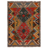 Colorful Flat-Weave Wool Kilim 2' 1" x 2' 11" ft / 63 x 88 cm - No. B34889