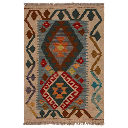 Handmade Vegetable Kilim 1' 11" x 2' 10" ft / 58 x 87 cm - No. B34890