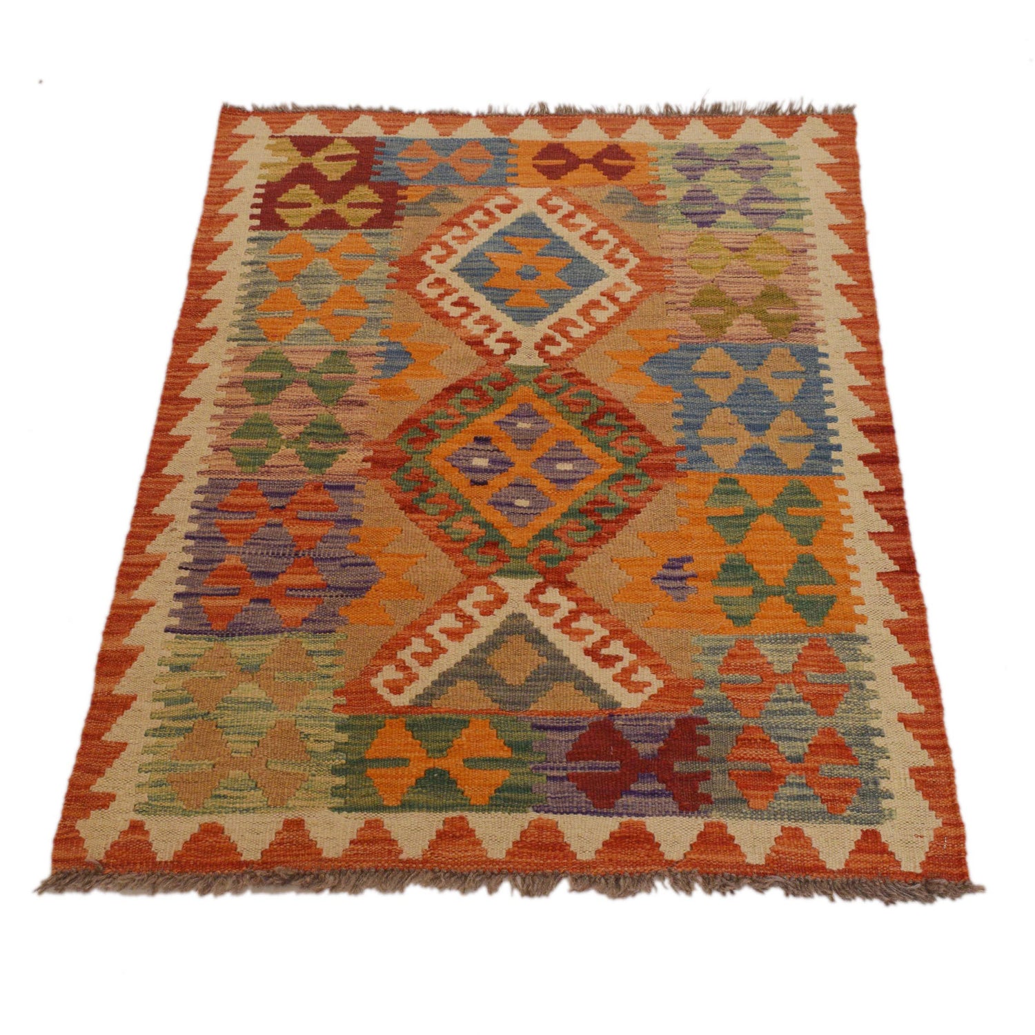 Hand Woven Wool Kelim 2' 7" x 3' 9" ft / 80 x 115 cm - No. B35141