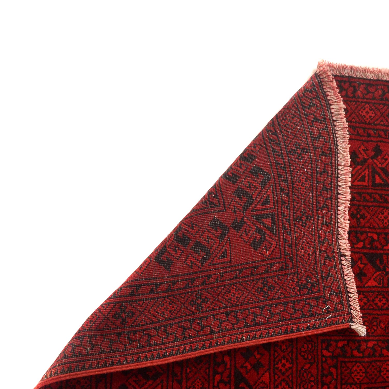 Handmade Red Afghan Filpa Area Carpet - Oriental Wool Rug 6' 10" x 9' 3" ft / 208 x 281 cm - No. B35148
