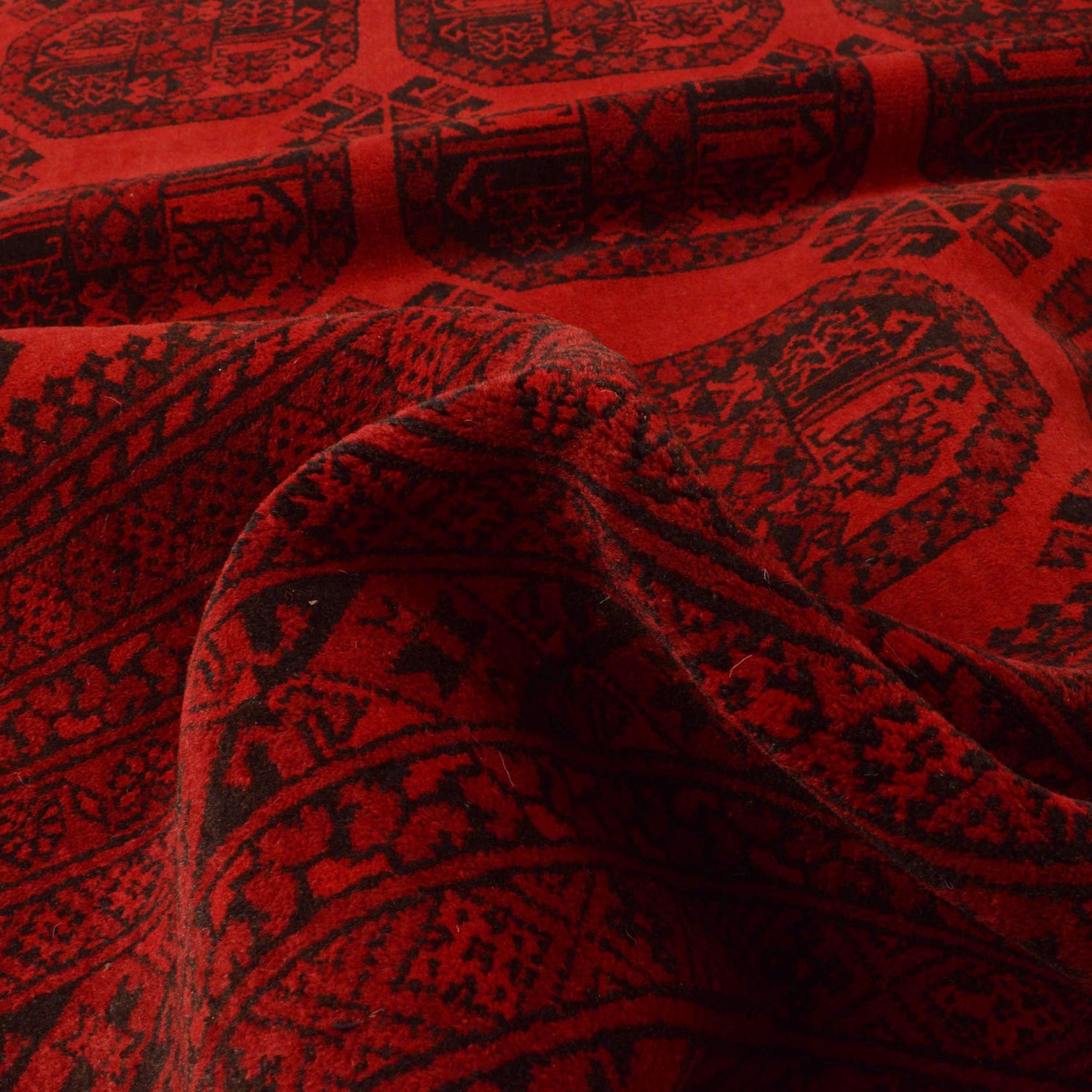 Handmade Red Afghan Filpa Area Carpet - Oriental Wool Rug 6' 10" x 9' 3" ft / 208 x 281 cm - No. B35148