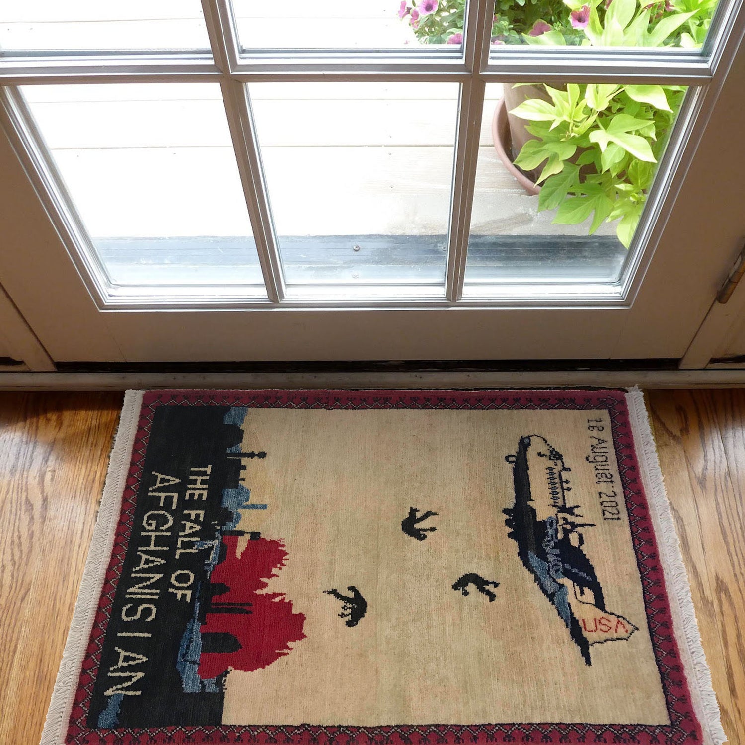 Handcrafted Afghan War Rug 2' 0" x 2' 8" ft / 60 x 82 cm - No. B35417