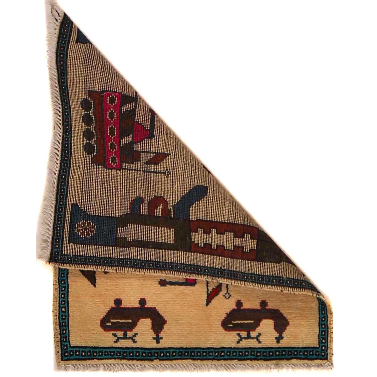 Authentic Afghan War Area Rug 2' 0" x 2' 6" ft / 60 x 76 cm - No. B35424